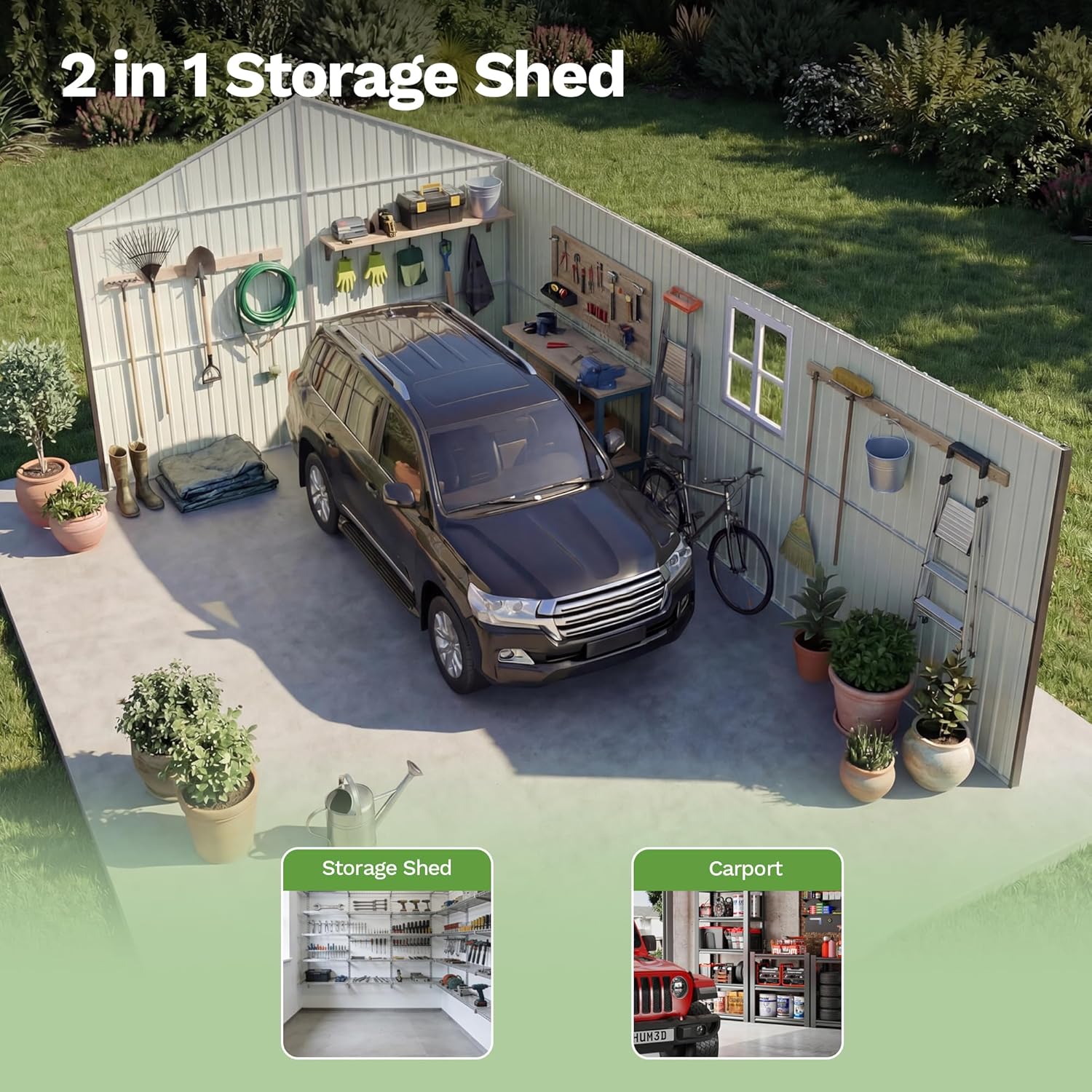 Patiowell 12x20 FT Outdoor Storage Shed - Large Metal Garden Shed with Lockable Doors & Vents | Waterproof Design