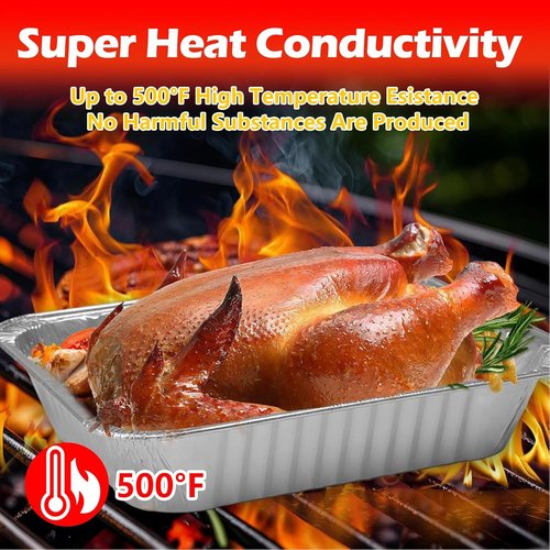Heavy Duty 9x13 Aluminum Foil Pans by [Brand Name] - 10 Pack Disposable Deep Trays for Cooking & Baking