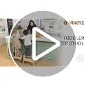 3-Height Adjustable Toddler Step Stool, Wooden Kids Kitchen Helper