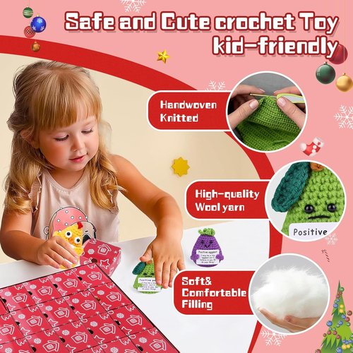 Advent Calendar 2025 - Handmade Crochet Animals Countdown Calendar with Positive Cards for All Ages