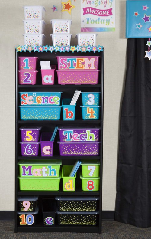 Teacher Created Resources Confetti Small Plastic Storage Bin - 6 Pack