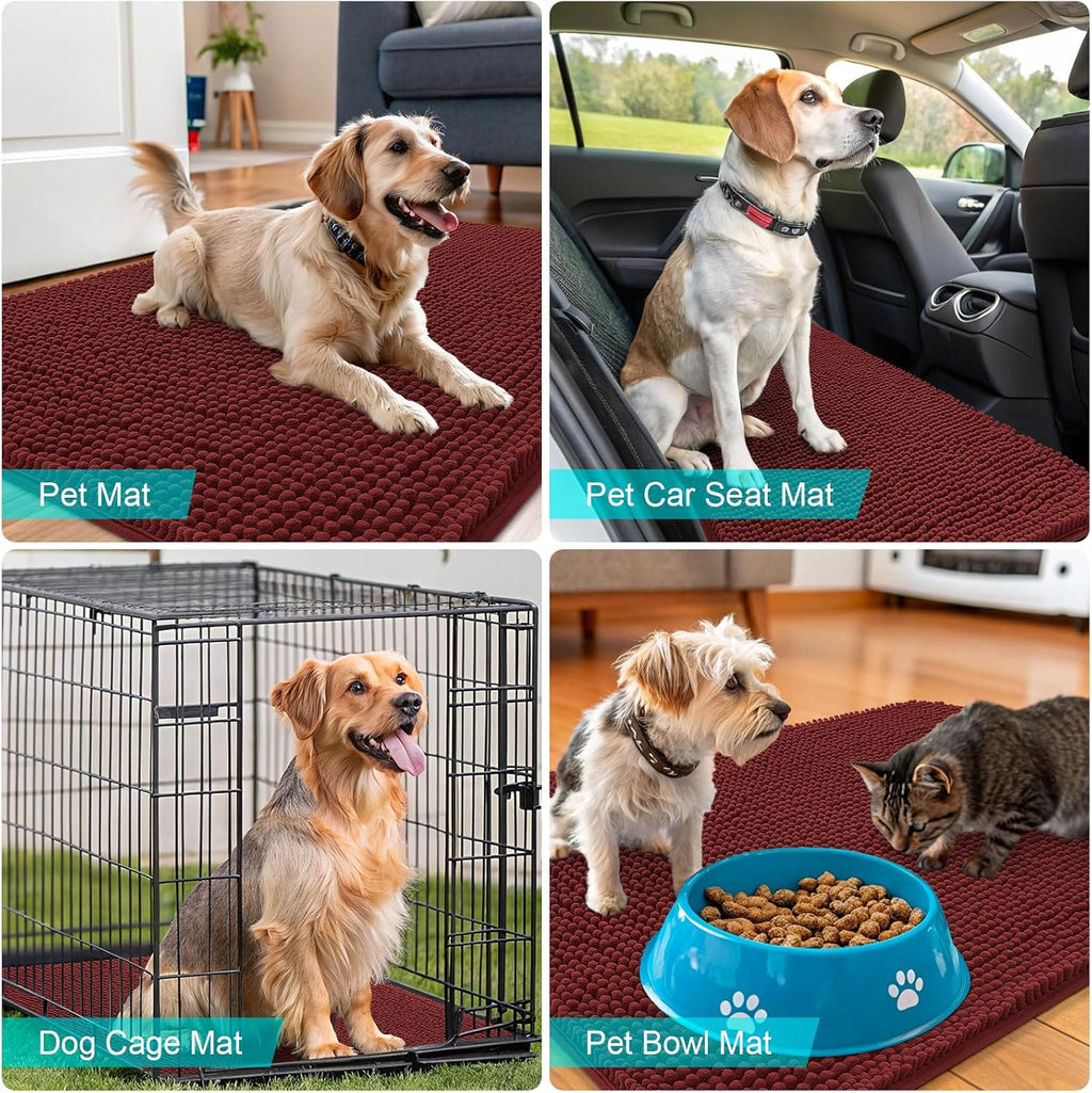 OLANLY Dog Door Mat - Absorbent Non-Slip Washable Doormat for Muddy Paws | 59x35, Caramel Russet