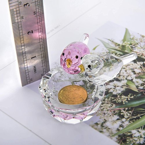 HDCRYSTALGIFTS Crystal Bird Figurine - 3.3'' Collectible Art Glass Decor | Perfect Gift for Valentine's Day