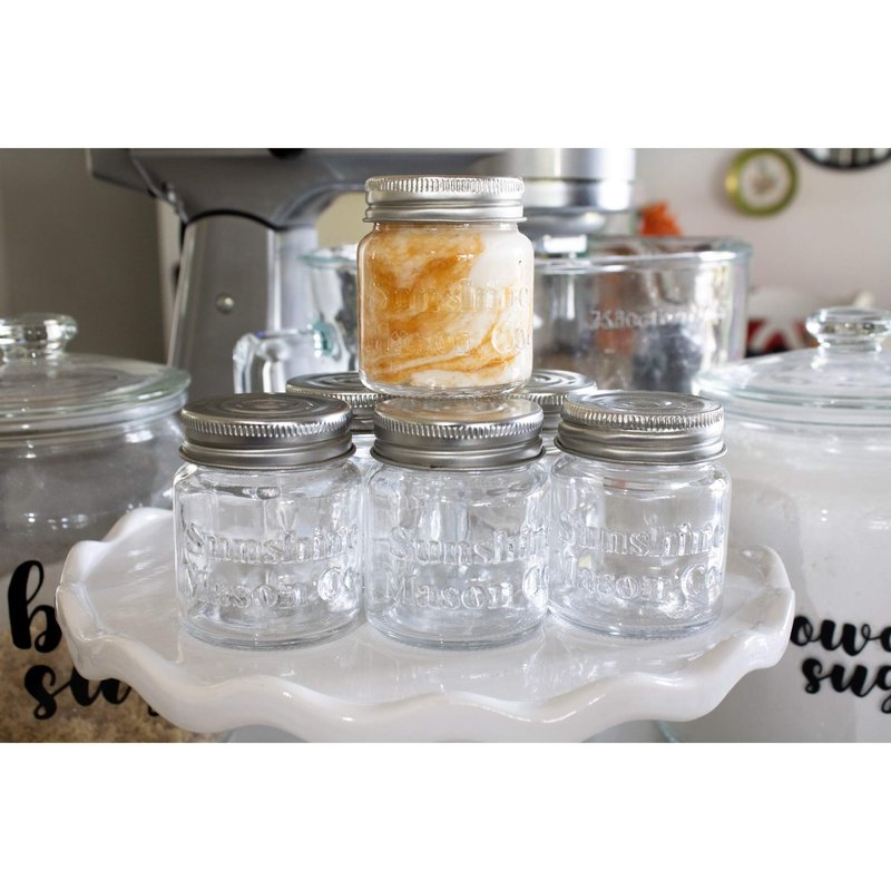 Sunshine Mason Co. Mini Mason Jar Shot Glasses with Metal Lid 2 Ounces, 12 Pieces