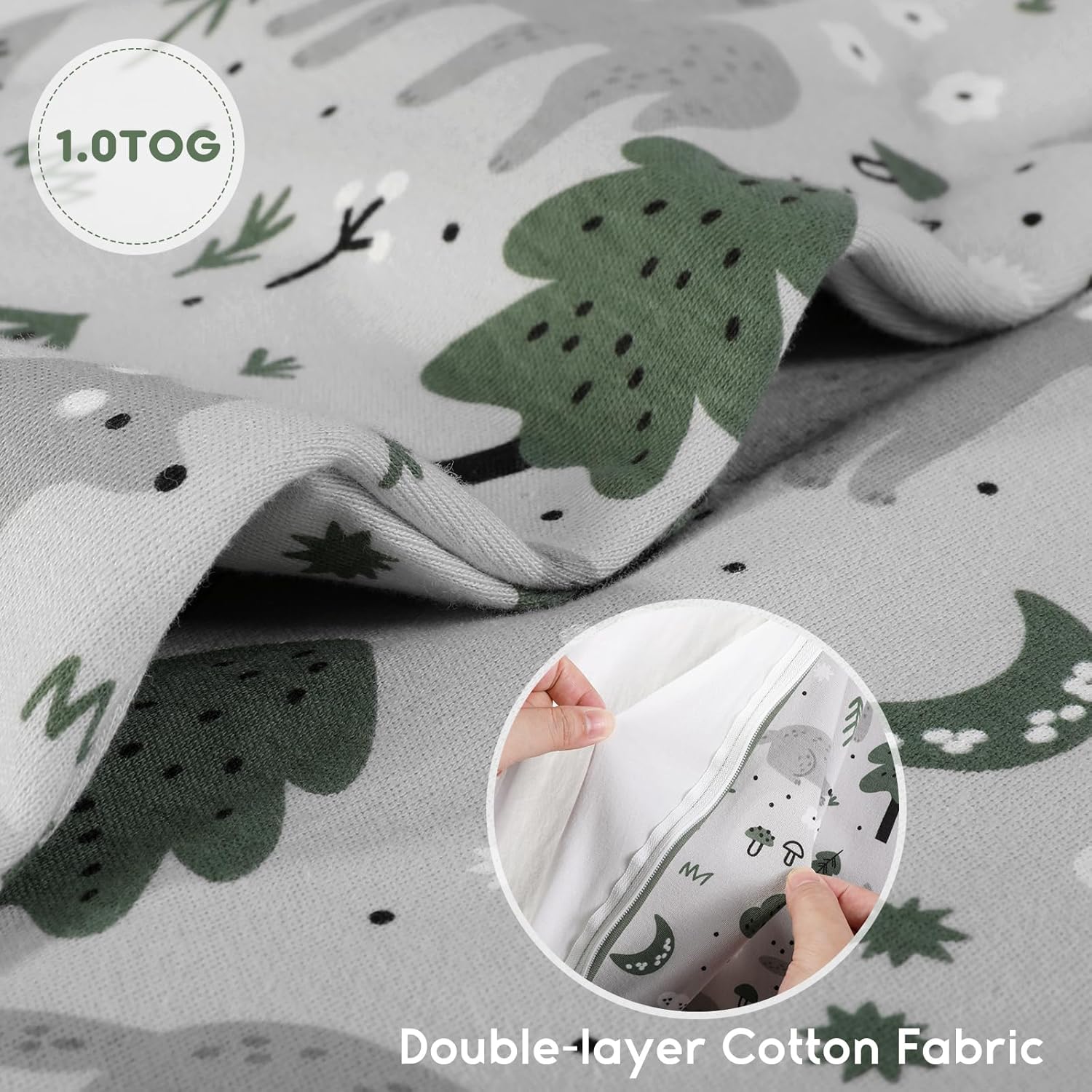 Yoofoss Baby Sleep Sack | 100% Organic Cotton Wearable Blanket for Infants 6-12 Months - 2 Pack, TOG 1.0