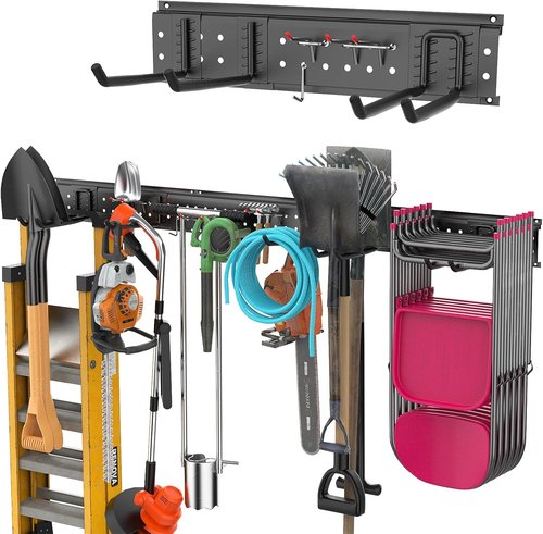 Garage Storage Rack - 48 Inch Adjustable Tool Organizer | 440lbs Capacity for Garden Tools & Yard Shed