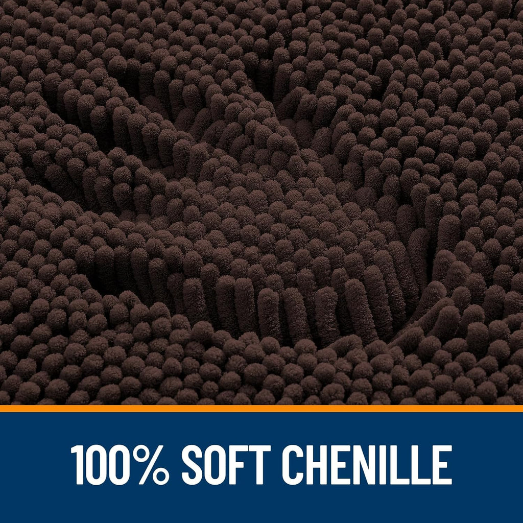 OLANLY Large Bath Rugs - Extra Soft Chenille with Rubber Backing | Quick Dry & Machine Washable, Brown 47x32