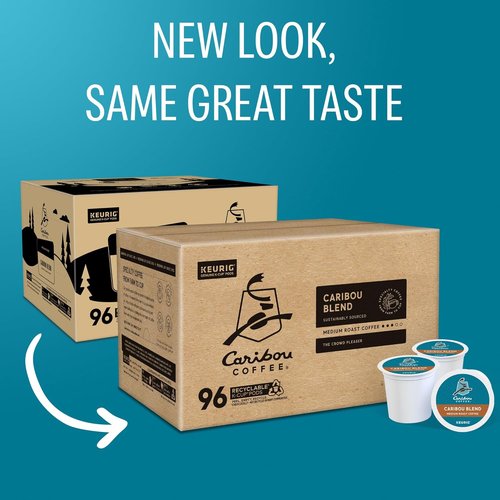 Caribou Coffee Caribou Blend K-Cup Pods - Medium Roast Coffee, 96 Count for Keurig Machines