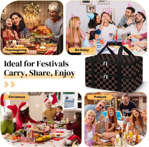 Coobiiya Insulated Casserole Carrier - Keeps Food Hot or Cold | Portable Tote for 9" x 13" Dishes