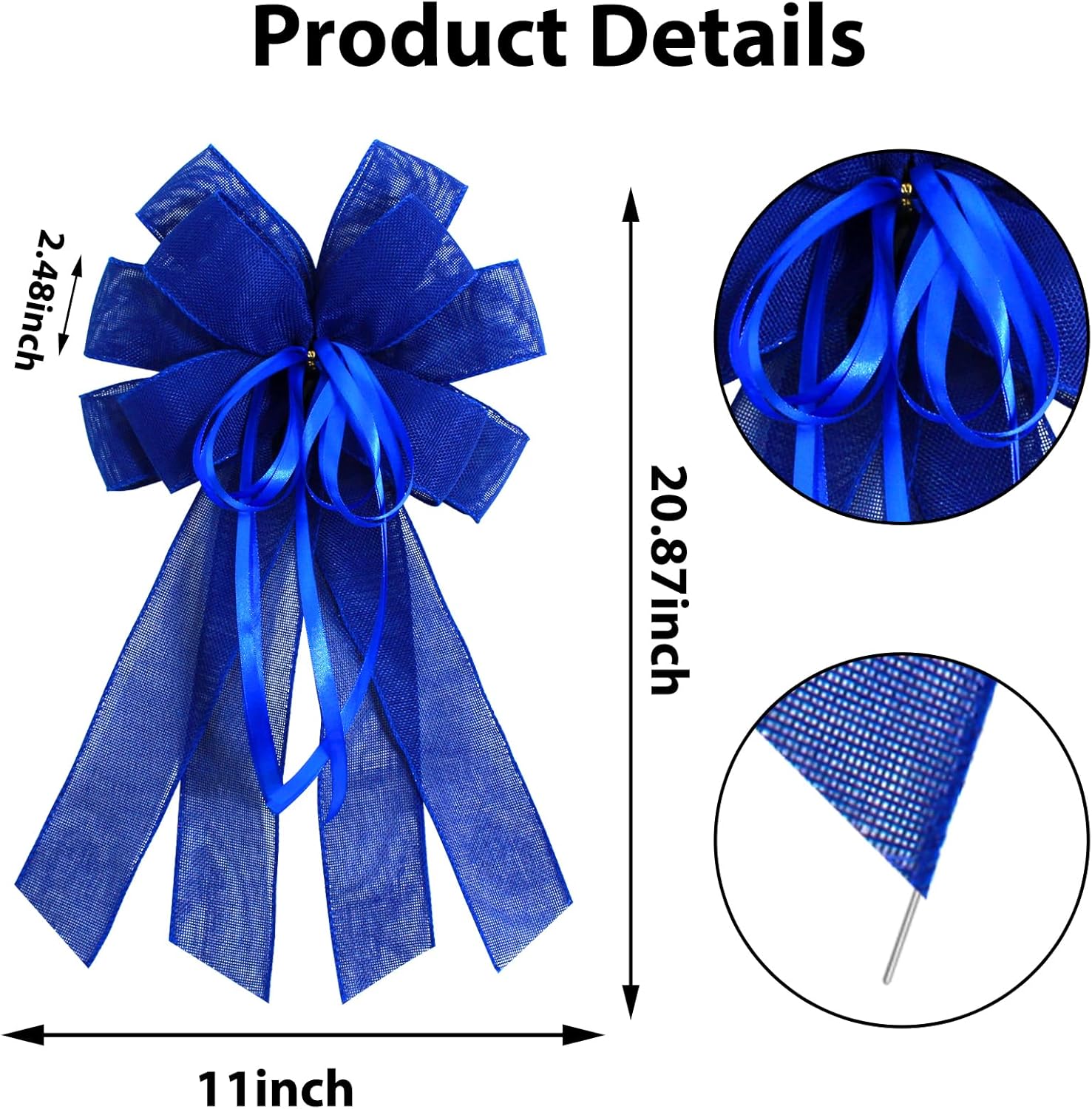 Skiennix Large Dark Blue Burlap Bow - Perfect for Wreaths & Front Door Decor | Spring Holiday Ornament