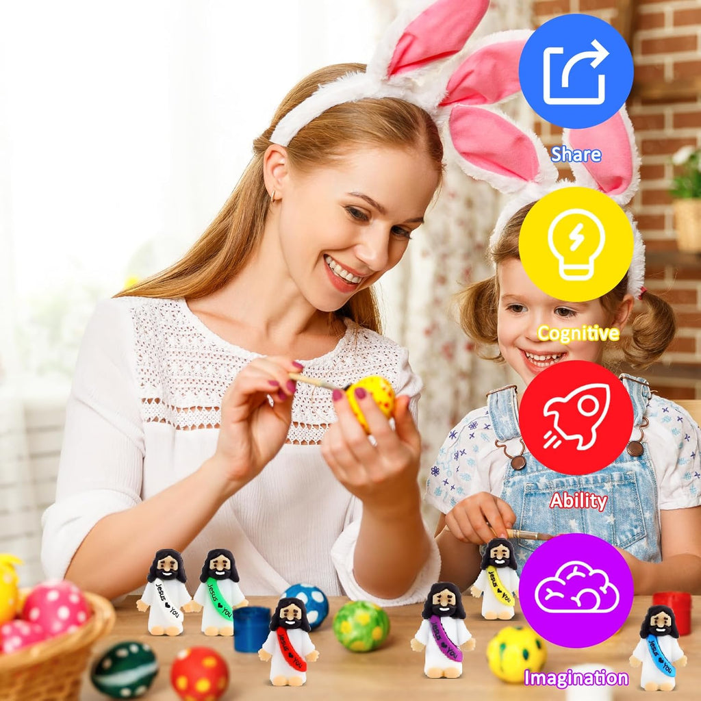 URSKYTOUS Mini Jesus Figurines - 25Pcs Rubber Saints for Easter Egg Stuffers & Baptism Gifts