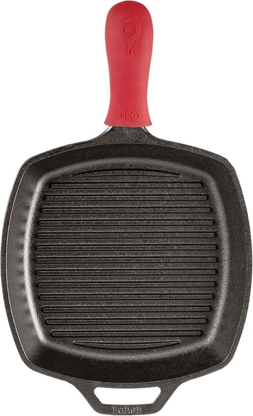 Lodge | Cast Iron 10.5-Inch Square Grill Pan - Durable Black Cookware for Perfect Grilling