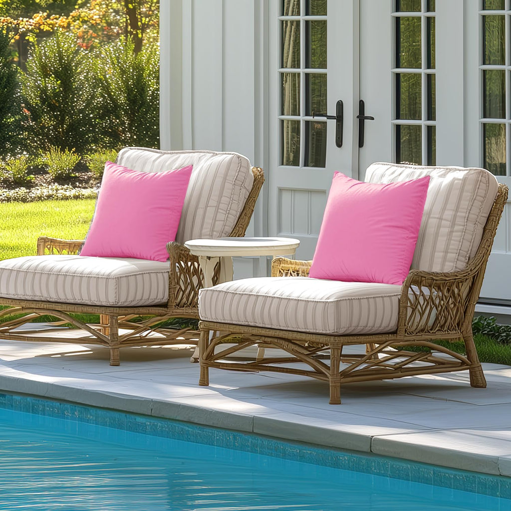 MIULEE Outdoor Pillow Covers Pink Waterproof Decorative Patio Throw Pillow Covers Fade Resistant for Furniture Tent Couch Sofa Living Room Pack of 2 Spring Summer Pillowcases 18x18 Inch