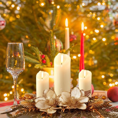 Cindeer 30 Inch Christmas Candle Holder - Elegant Table Centerpiece for Dining & Holiday Decor (Gold)