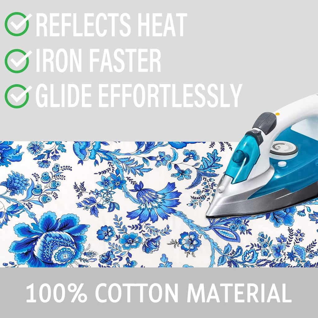 Skiennix Ironing Board Cover - Scorch & Stain Resistant Cotton Pad | 15x54 Inch with Elastic Edge
