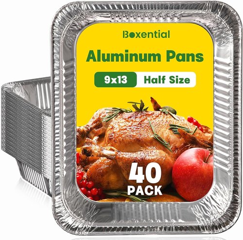 Extra Heavy Duty 9x13 Aluminum Pans by [Brand Name] - 40 Pack of Deep Disposable Foil Baking Pans