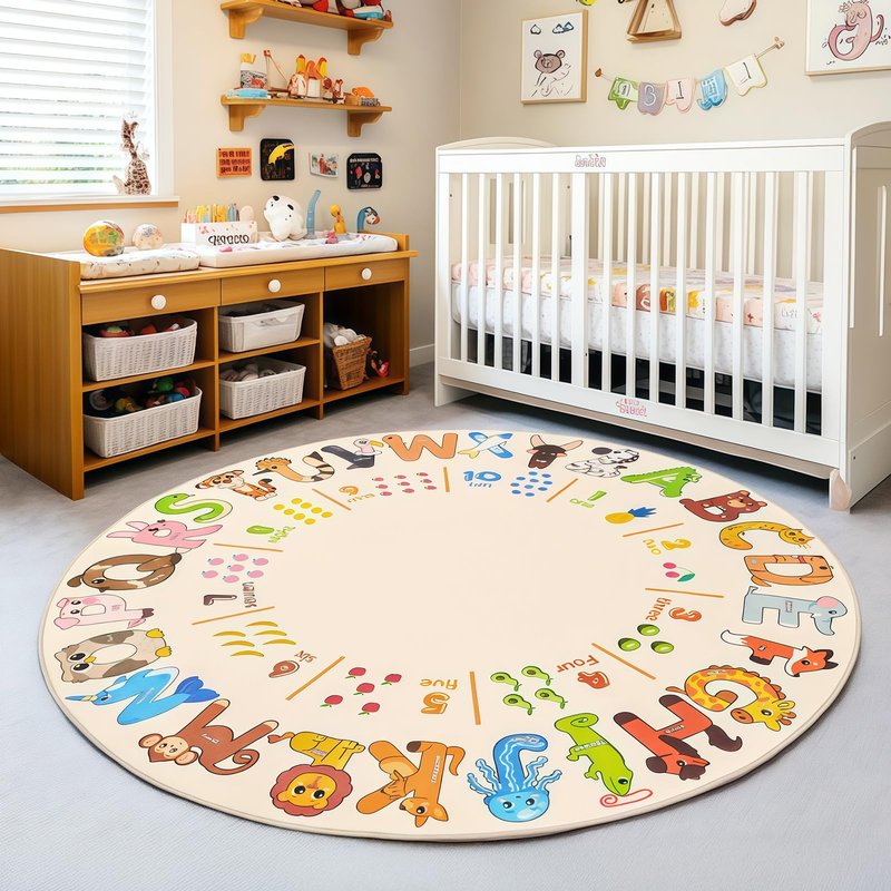 Bolacrom Kids Rugs for Playroom Educational Rug for Learn The ABC Alphabet, Soft Machine Washable Non-Slip Cute Carpet for Classroom Toddler Nursery Kids Room Decor Mat