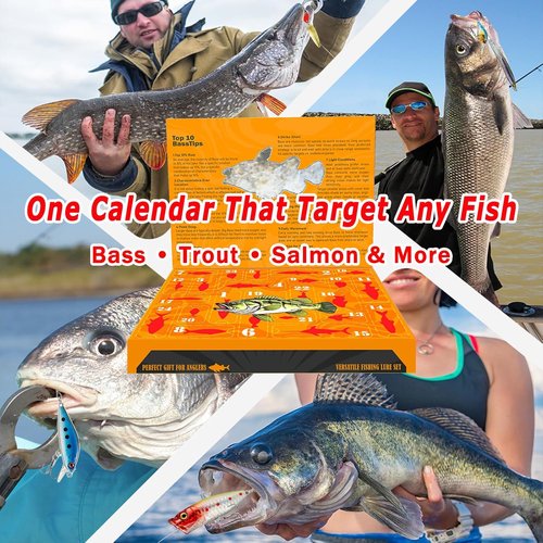 Fishing Advent Calendar 2025 - 24 Days of Surprise Lures for Men & Teens | Perfect for Fishing Enthusiasts