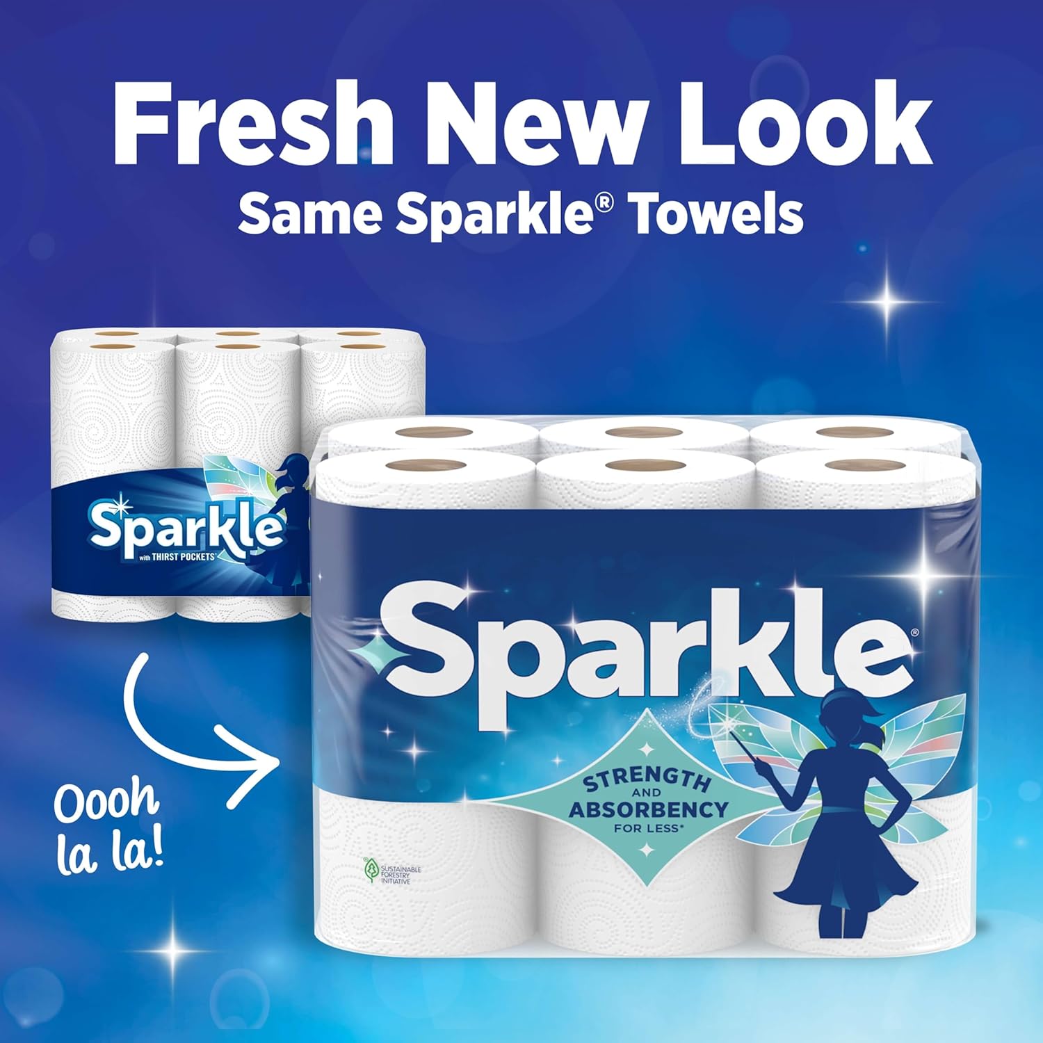 Sparkle Tear-A-Square Paper Towels - 12 Double Rolls of Strong 2-Ply for Kitchen Cleanup