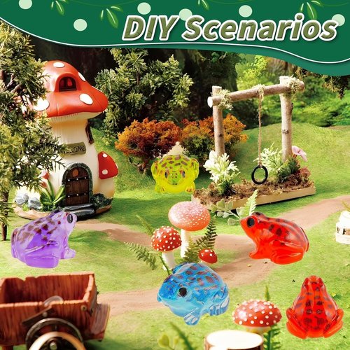 Exasinine Luminous Mini Resin Frog Figurines - 50 Pcs in 10 Vibrant Colors for Fairy Gardens & Aquariums