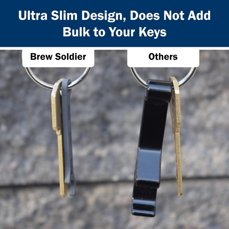 Gear Infusion Brew Soldier Bottle Opener - Thin Titanium Bottle Opener with Key Ring - Made in the USA (Sandblasted)