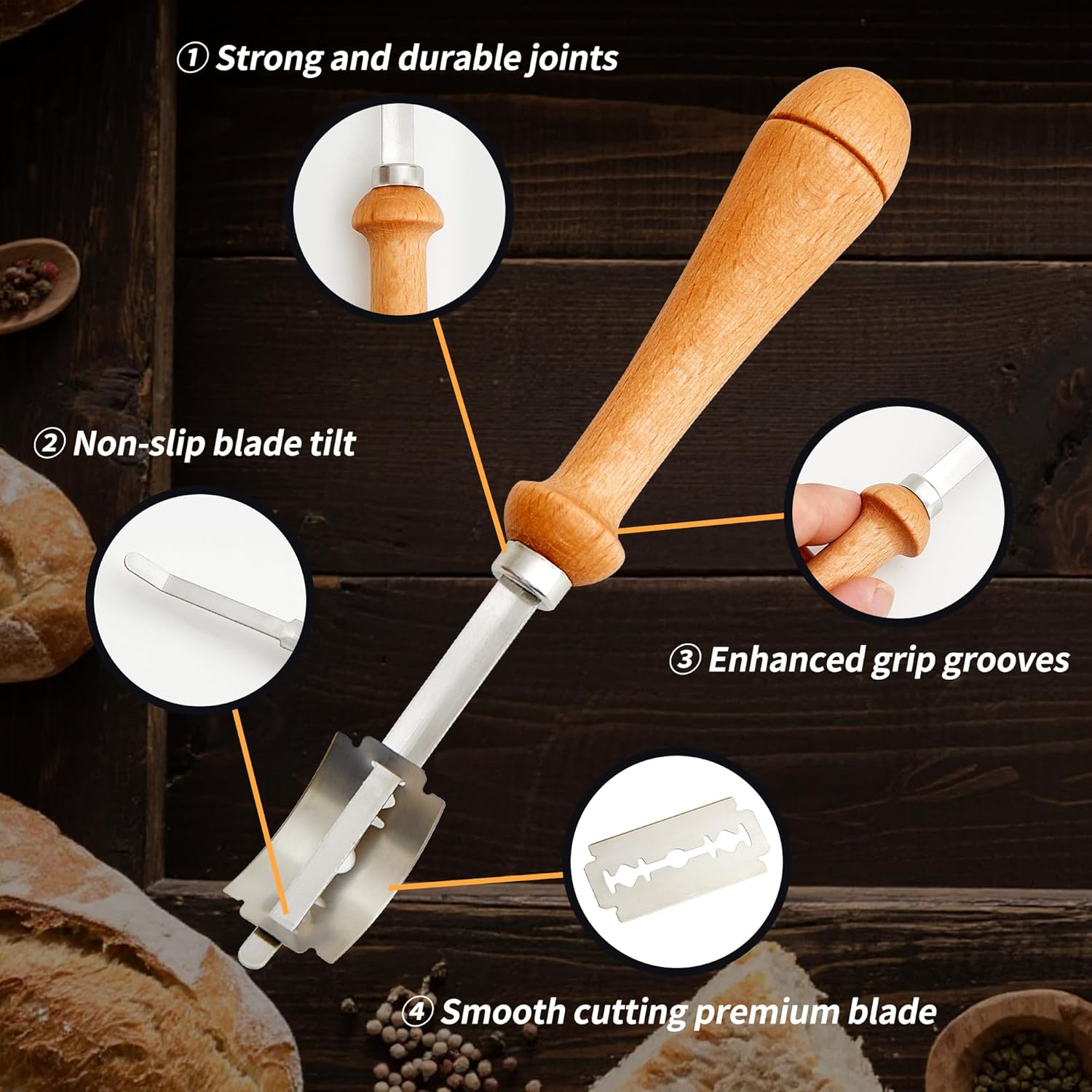Regine Switzerland Bread Lame - Sourdough Scoring Tool with 10 Razor Blades & Protective Cover