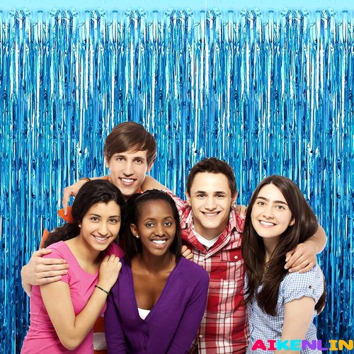 Lake Blue Foil Fringe Curtains - 4 Pack Metallic Tinsel Backdrop | 3.2Ft x 9.8Ft for Parties & Events