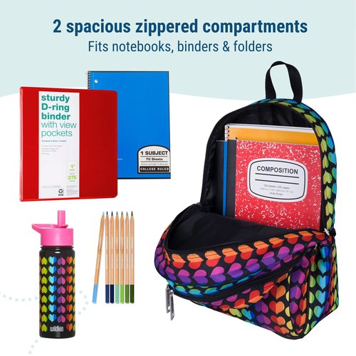 Wildkin 15 Inch Kids Backpack Bundle with Lunch Bag (Rainbow Hearts)