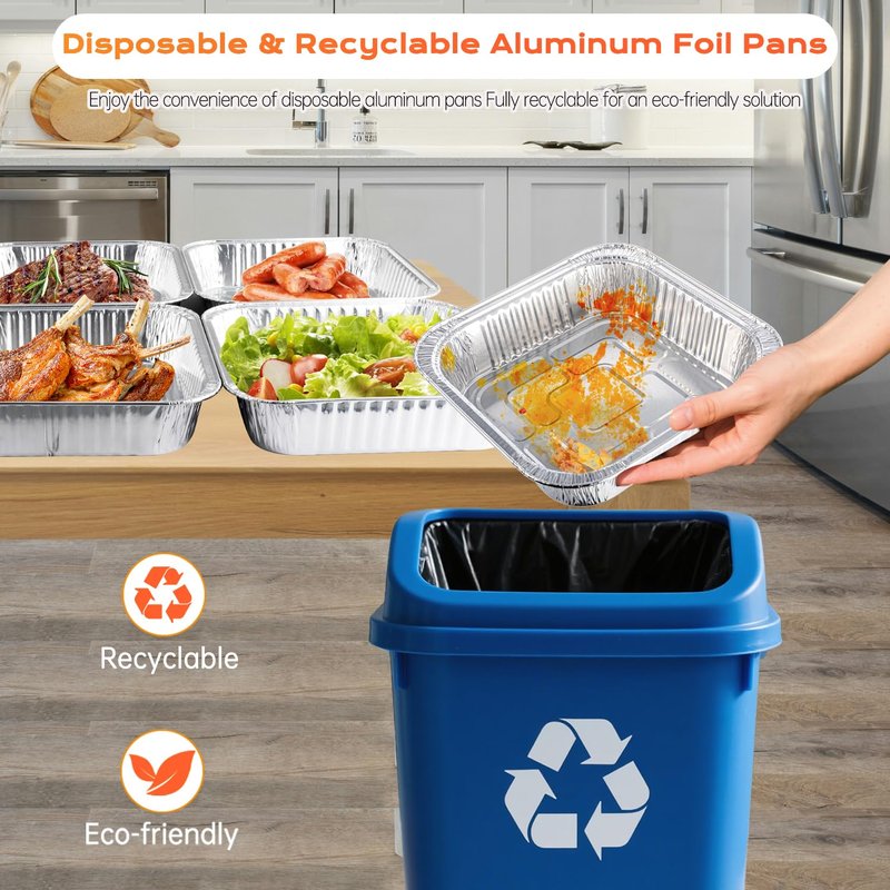 Ezsart 8x8 Aluminum Pans with Lids - 20 Pack Disposable Foil Pans with Lids, Aluminum Containers with Lids for Baking Cake, Holiday Cooking, Heating, Storing, Prepping Food