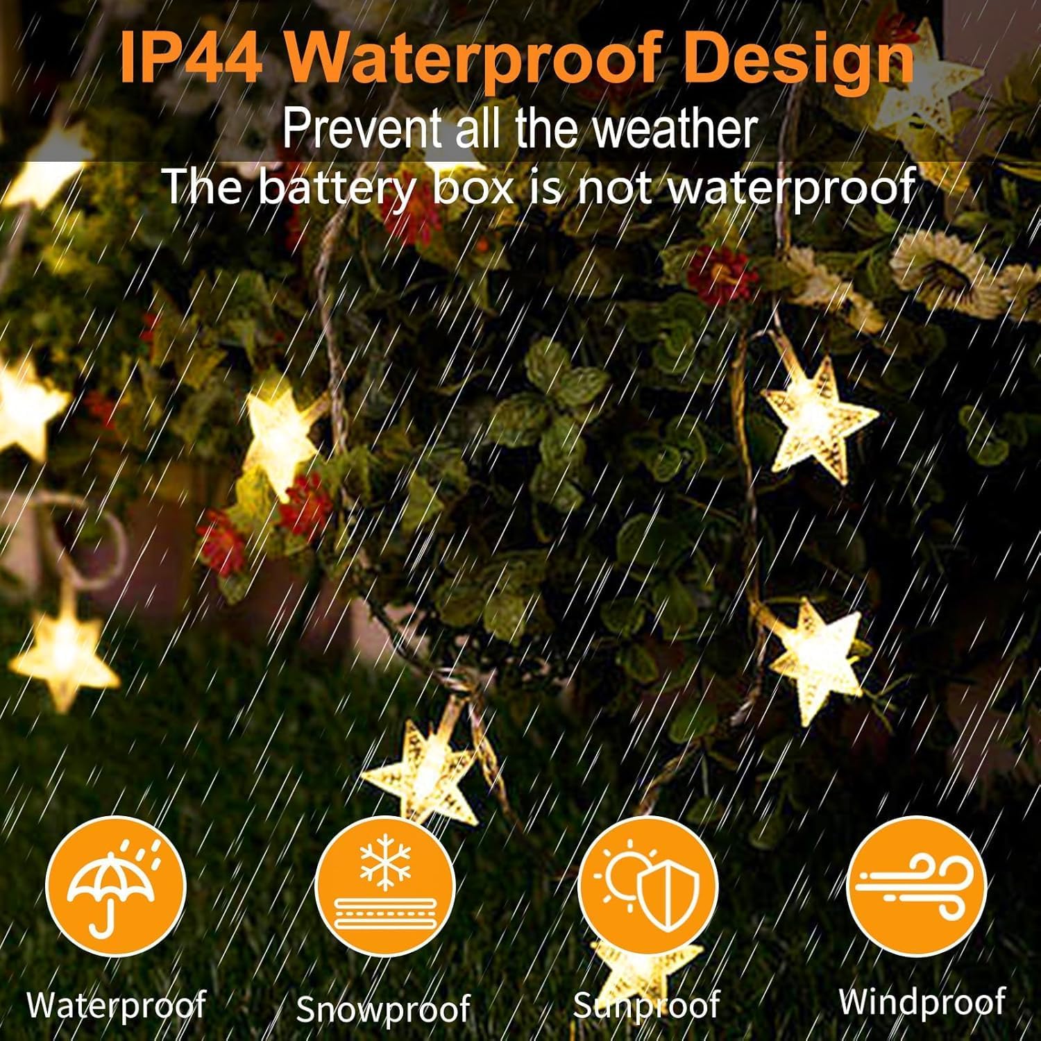 Star String Lights - 10ft Battery Operated 20 LED Fairy Lights | Warm White Indoor/Outdoor Decor