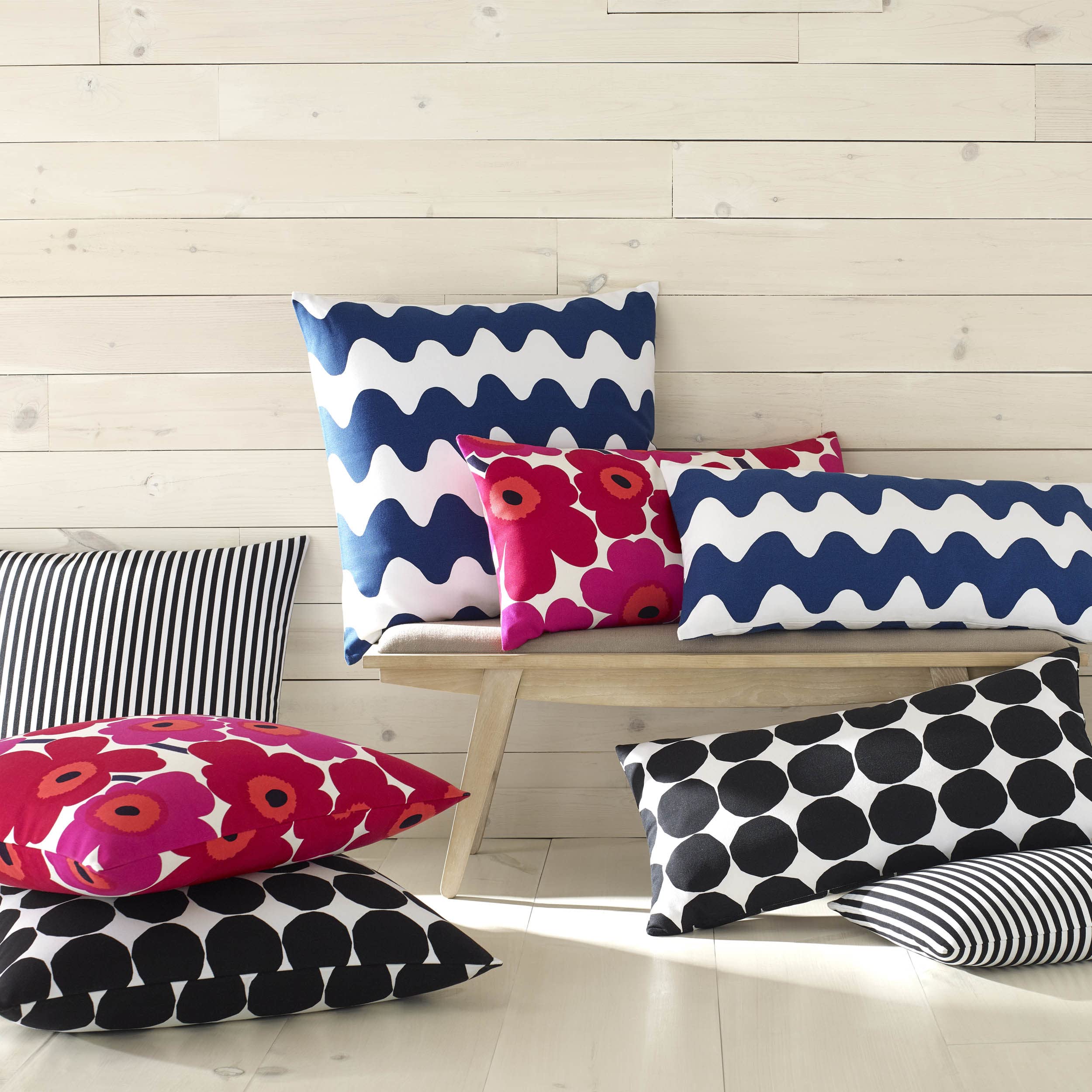 Marimekko - Throw Pillow, Cotton Bedding with Zipper Closure, Stylish Modern Home Decor (Pieni Unikko Red, 26" x 26")