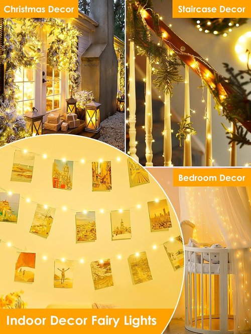 66Ft LED Fairy Lights by [Brand Name] - Waterproof Indoor & Outdoor String Lights with 8 Modes | Warm White for Christmas & Party Decor