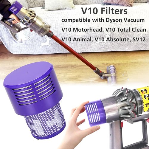 Dyson V10 Replacement Filters - High-Efficiency 3-Pack with Cleaning Brush for V10 Cyclone Series