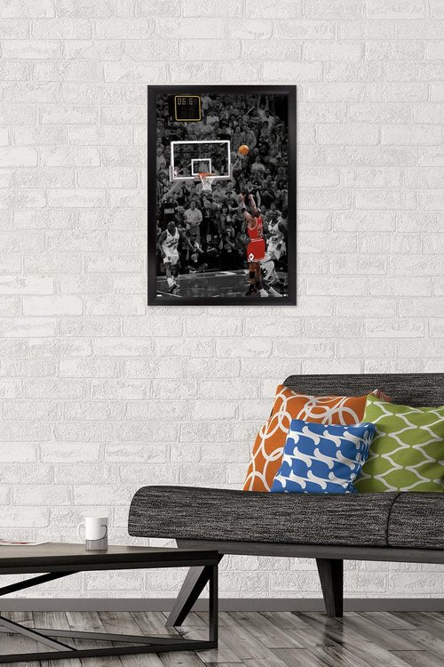 Michael Jordan - The Shot Wall Poster, 22.4L" x 14.7W", Black Framed Version