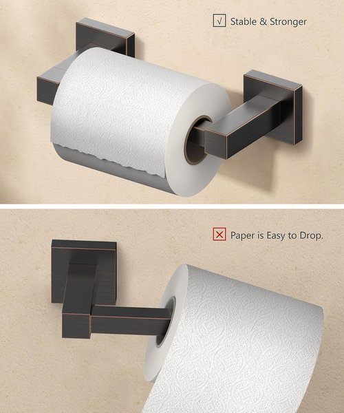 FORIOUS Toilet Paper Holder - Rustproof Stainless Steel Double Post Pivoting Design | Oil Rubbed Bronze Finish