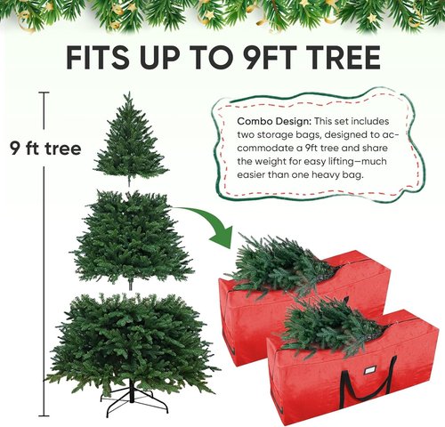 BALEINE Christmas Tree Storage Bag - Heavy Duty Extra Large Design with Reinforced Handles | Grey, 2-Pack Combo