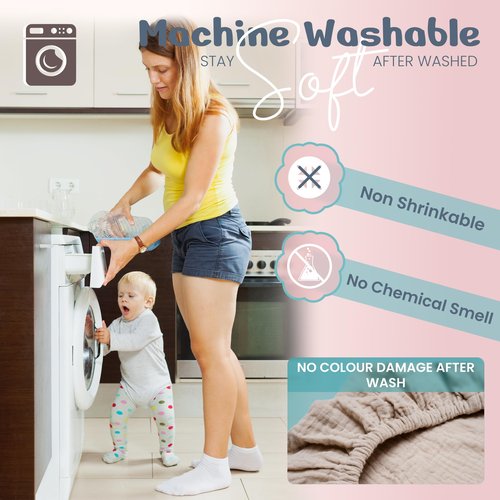 100% Muslin Changing Pad Cover Ultra Soft 120GSM Baby Changing Pad Covers for Girls and Boys - Easy wash Diaper Changing pad Cover with Low Shrinkage (4 Pack - White/Beige/Caremal/Retroyellow)