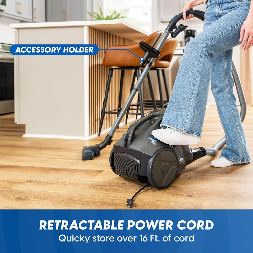 Vacmaster CC0501 Ultra Silent Bagless Canister Vacuum - Powerful HEPA Filtration & One-Touch Dust Release