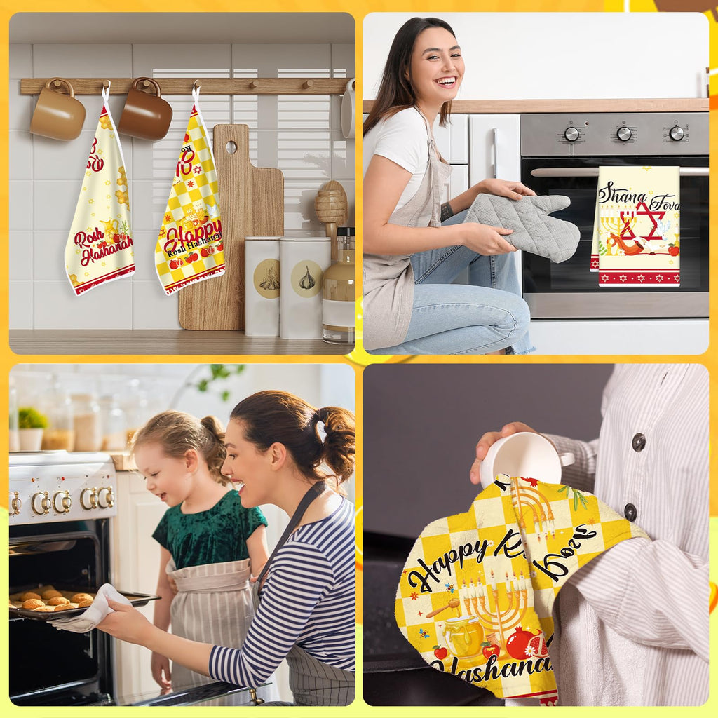 InIsaJace Rosh Hashanah Kitchen Towels Set, 6PCS Happy Rosh Hashanah Hostess Decorative Dish Towel Gift, Holiday Party Home Supplies Decorations (16 X 24 Inches)