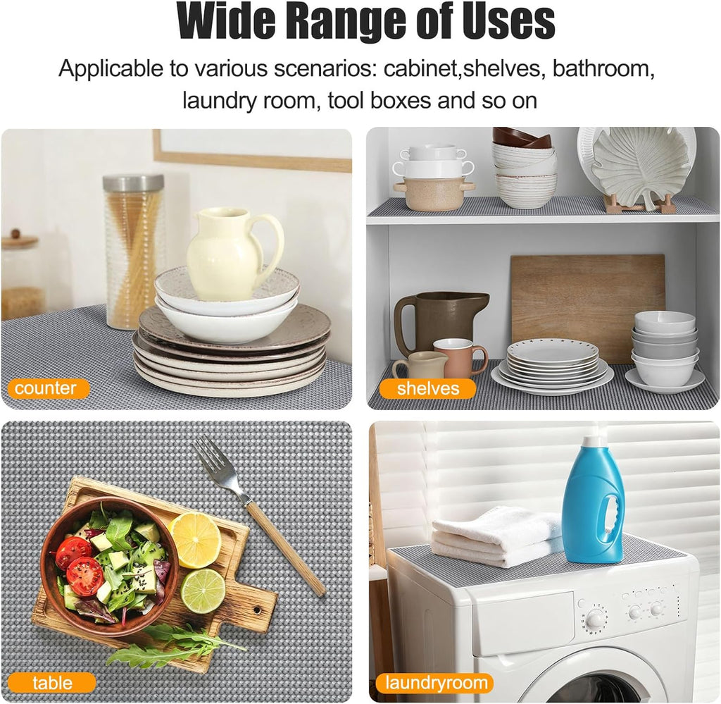 Songrey Non-Adhesive Drawer Liner - 12IN x 20FT Non-Slip Cabinet Mat for Kitchen & Bathroom (Dark Gray)