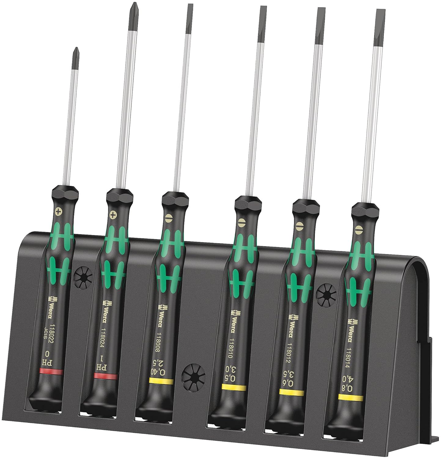 Wera 2035/6 Micro Slotted & Phillips Screwdriver Set - 6-Piece with Convenient Rack