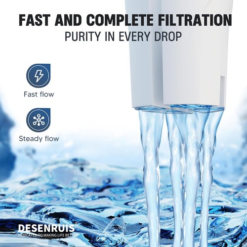 DESENRUIS Water Filter Replacement - Compatible with Brita Pitchers & Dispensers | Reduces Chlorine & Bad Taste, BPA Free, Pack of 3