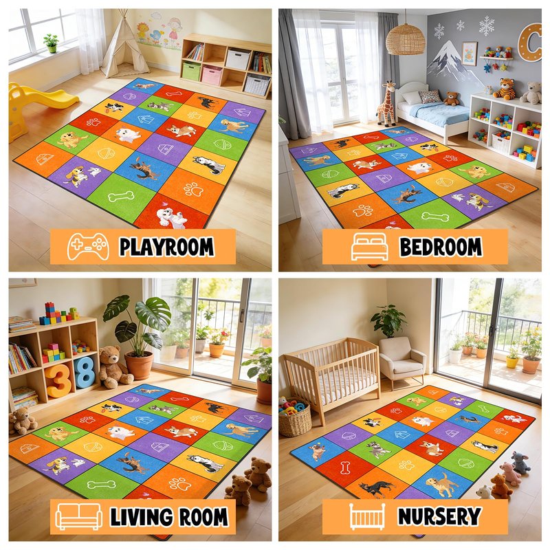 Boshengya Space Rockets Rug for Kids Room 48x72'' Solar System Area Rugs for Boys Bedroom Kids Rugs for Playroom Space Planet Theme Rug Living Room Dining Room Decor