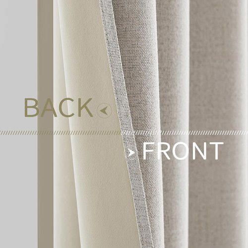 MIULEE 90-Inch Linen Textured Blackout Curtains - Thermal Insulated Cream White Drapes | Luxury Room Darkening for Bedroom & Living Room (2 Panels)