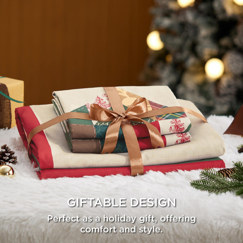 Bedsure King Size Christmas Duvet Cover Set - Holiday Bedding Set Featuring a Festival Tree Pattern, Includes 1 Duvet Cover and 2 Pillow Shams (King, Christmas Tree)