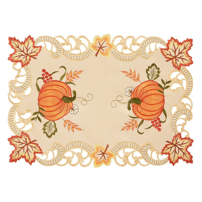 Simhomsen Small Embroidered Thanksgiving Harvest Pumpkins Table Runners for Autumn Or Fall Decorations (14 × 34 Inches)