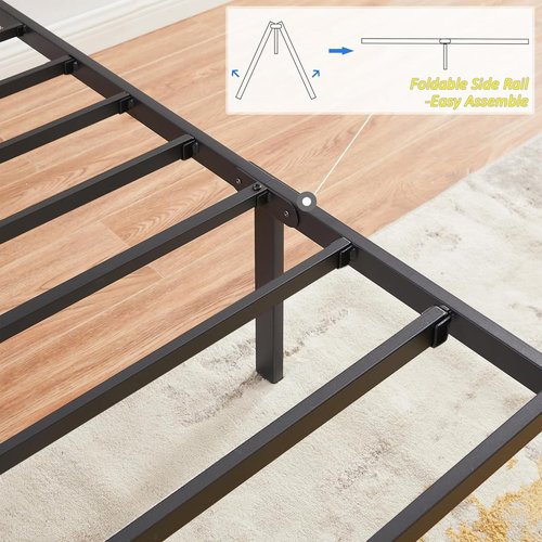 VECELO Twin Platform Bed Frame with Headboard and Footboard, 12'' Under-Bed Storage & Strong Metal Slats Support, No Box Spring Needed