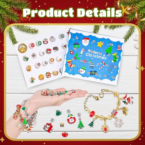 Advent Calendar 2025 | DIY Charm Bracelet & Necklace Set - 24-Day Christmas Countdown Gift for Teens