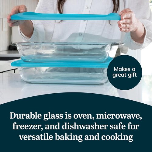 Libbey Premium Glass Baking Dish Set - Stackable Casserole Dishes with Lids | 2-Piece Set for Casseroles, Lasagna, Cakes