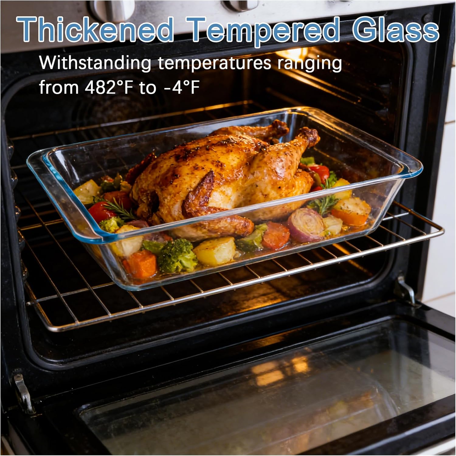 Skiennix 5.7qt Extra Large Glass Baking Dish - 9x13 Tempered Oven & Microwave Safe